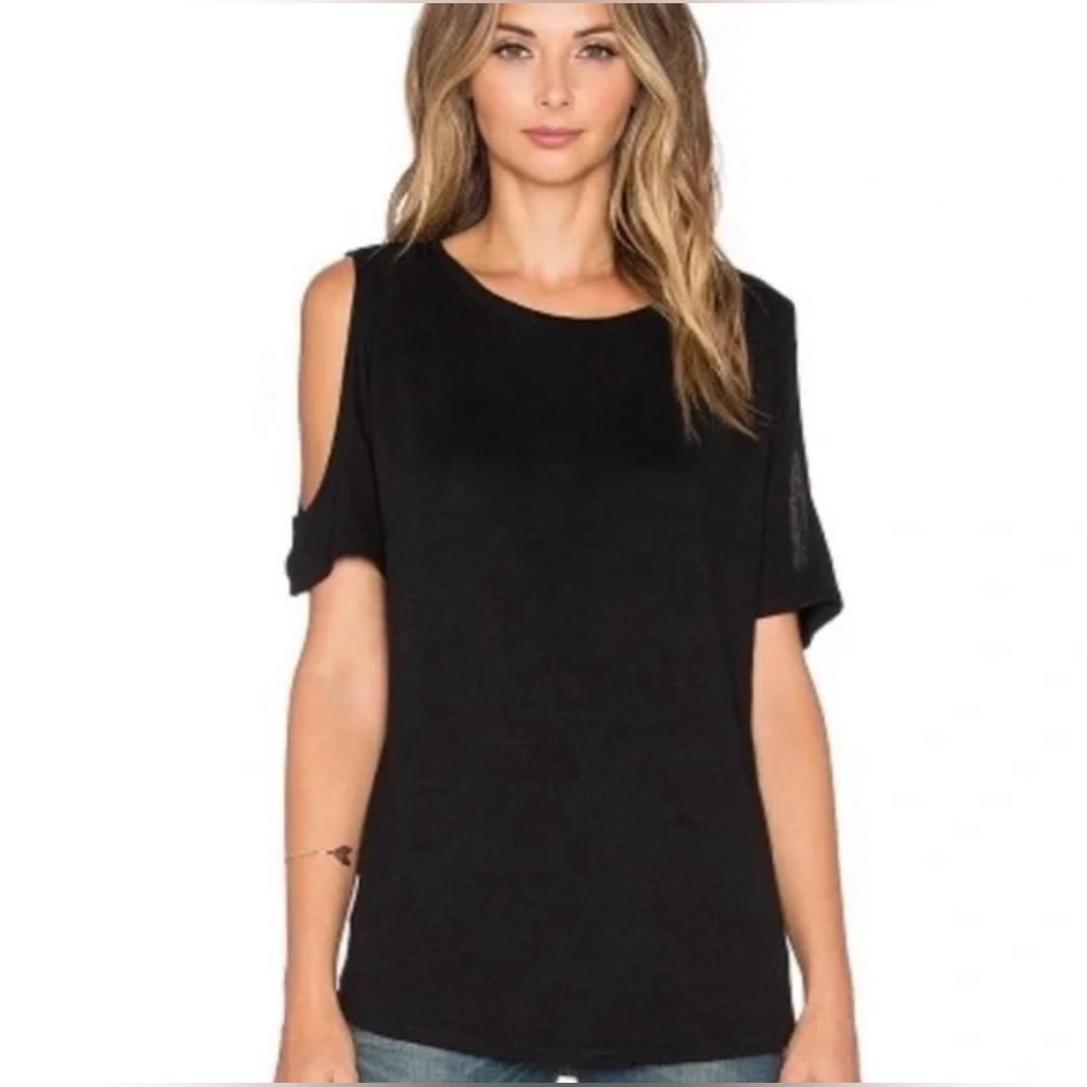 Rag & Bone Jean Cold Shoulder Knit Tee Top Black Size XS